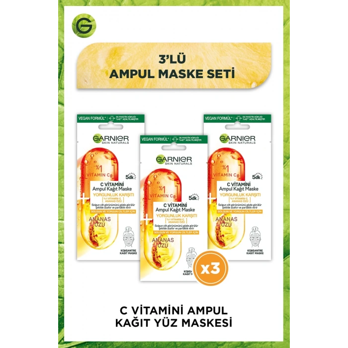 Garnier C Vitamini Ampul Kağıt Maske 3lü Set