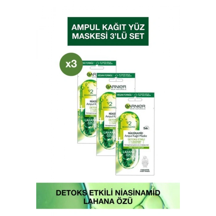 Garnier Niasinamid Detoks Etkili Ampul Kağıt Maske 3lü Set