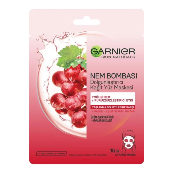 Garnier Nem Bombası Dolgunlaştırıcı Kağıt Yüz Maskesi 3lü Set