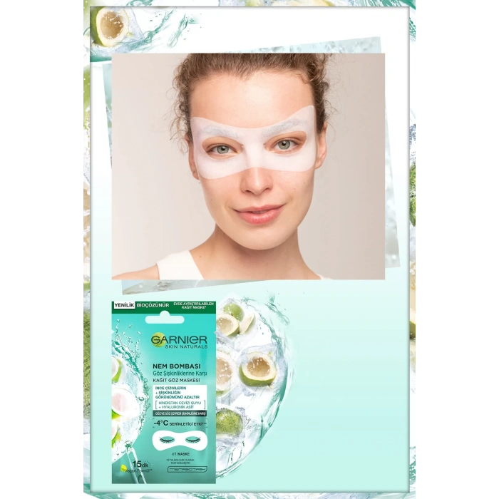 Garnier Göz Şişkinliğine Karşı Kağıt Göz Maskesi Hindistan Cevizi Suyu 3lü Set