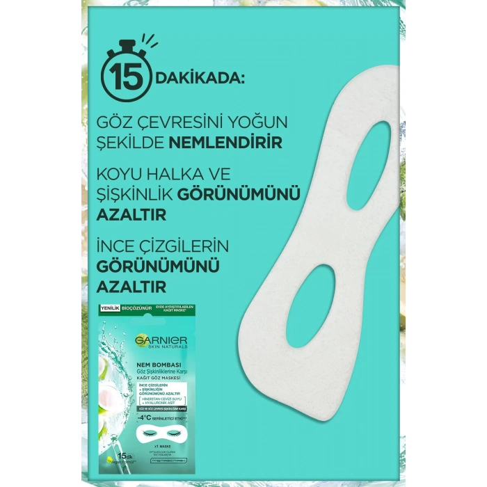 Garnier Göz Şişkinliğine Karşı Kağıt Göz Maskesi Hindistan Cevizi Suyu 3lü Set