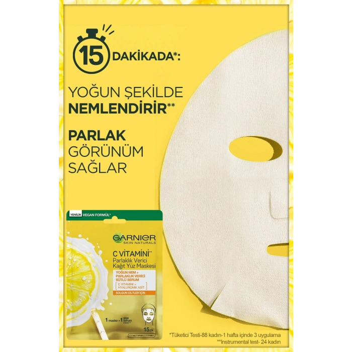 Garnier C Vitamini Parlaklık Verici Kağıt Yüz Maskesi