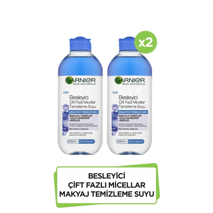 Garnier 2li Besleyici Çift Fazlı Micellar Makyaj Temizleme Suyu 400 ml