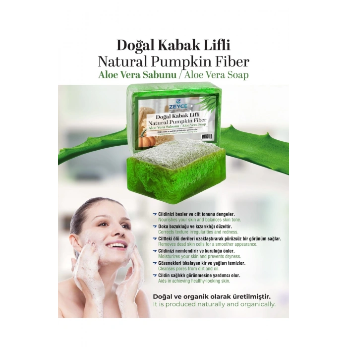 ZEYCE %100 Doğal Kabak Lifli Aloe Vera Sabunu