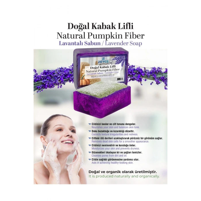 ZEYCE %100 Doğal Kabak Lifli Lavanta Sabunu