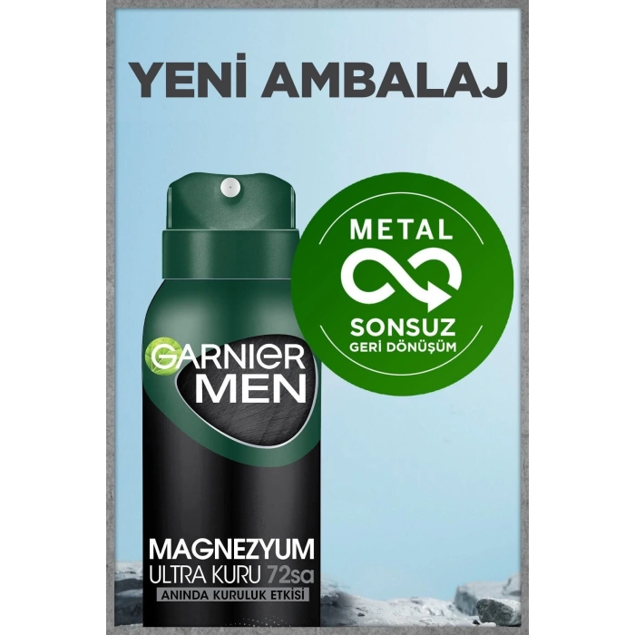 Garnier 3lü Garnier Men Magnezyum Ultra Kuru Sprey Erkek Deodorant Seti