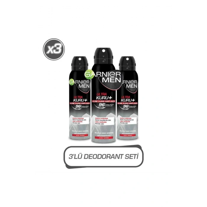 Garnier 3lü Men Ultra Kuru Aerosol Seti