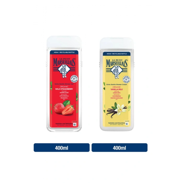 Le Petit Marseillais Akdeniz Çileği Duş Jeli 400 ml + Le Petit Marseillais Vanilya Sütü 400 ml