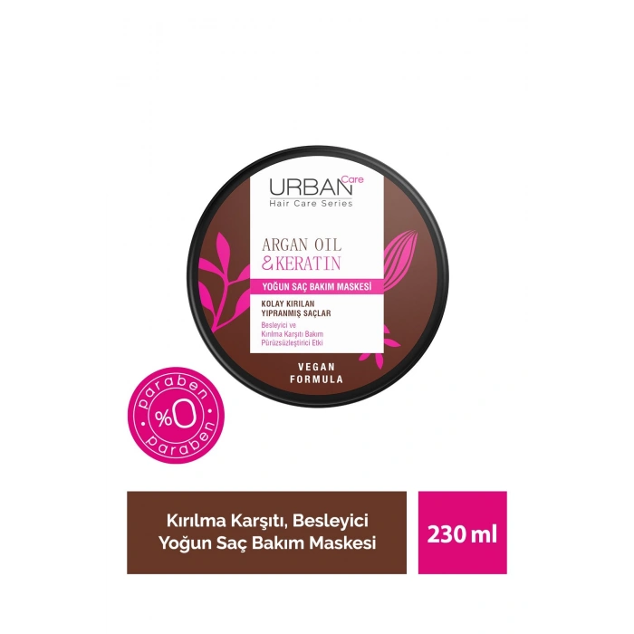 Urban Care Argan Oil & Keratin Kolay Kırılan Saçlara Özel Yoğun Saç Bakım Maskesi - Vegan - 230 ml