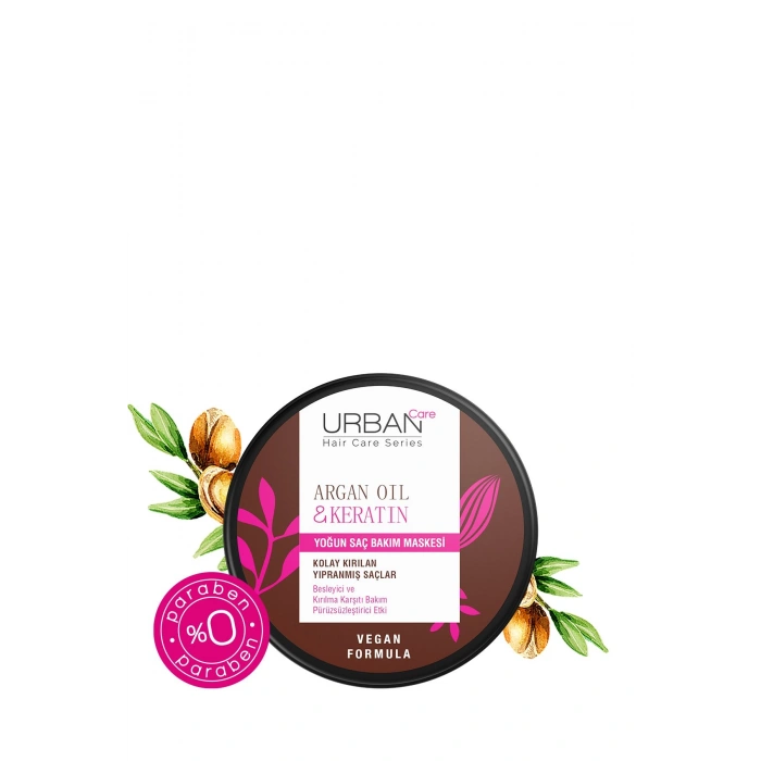Urban Care Argan Oil & Keratin Kolay Kırılan Saçlara Özel Yoğun Saç Bakım Maskesi - Vegan - 230 ml