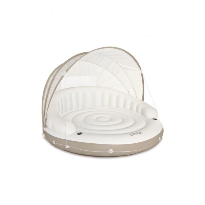 Beyaz Gölgelikli ve Sırtlıklı Lüks Ada Yatak