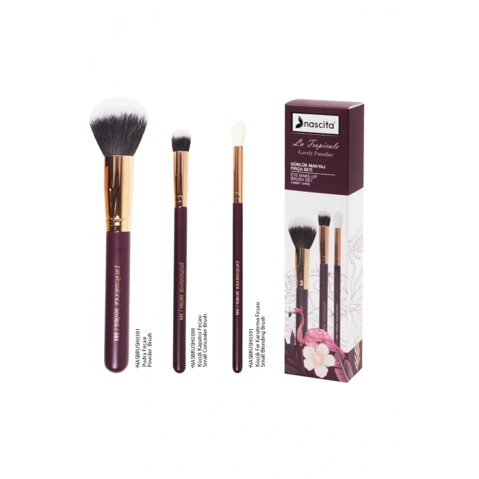 nascita Bordo Günlük Makyaj Fırça Seti 3lü - 93