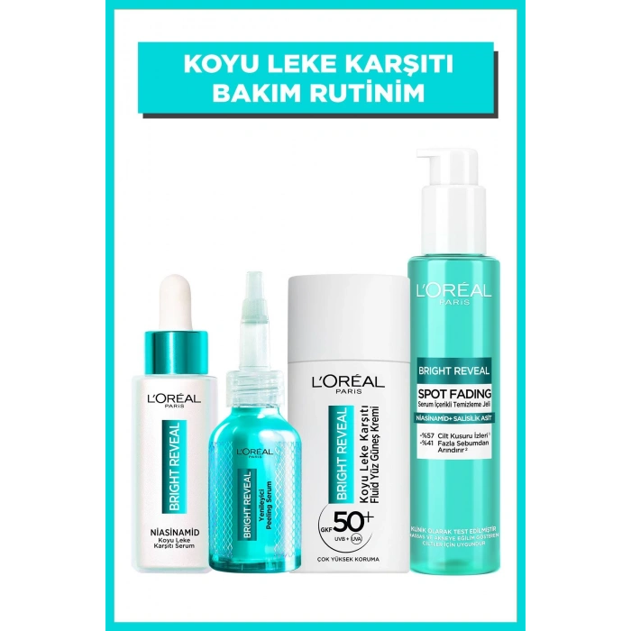Loreal Paris Bright Reveal Koyu Leke Karşıtı Cilt Bakım Seti & SPF 50+ Koyu Leke Karşıtı Yüz Güneş Kremi