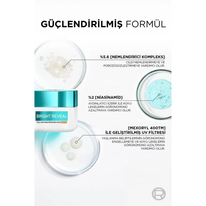 Loreal Paris Bright Reveal Koyu Leke Karşıtı, Cilt Tonu Eşitleyici Spf50 Nemlendirici Krem Niasinamid 50 ml