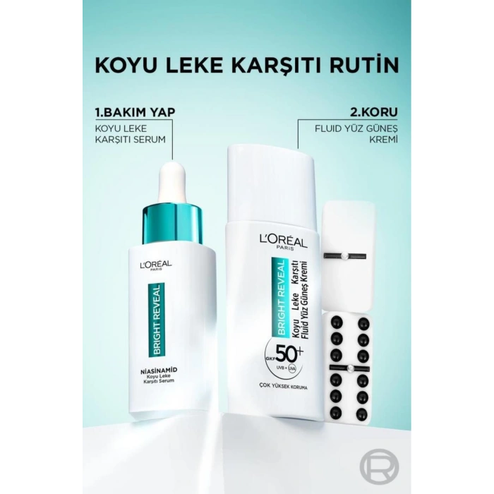 Loreal Paris Bright Reveal Spf 50+ Koyu Leke Karşıtı Fluid Günlük Yüz Güneş Kremi 50ml
