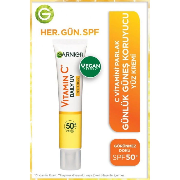 Garnier C Vitamini Günlük Güneş Koruyucu Fluid Yüz Kremi Görünmez Doku Spf50 40 ml