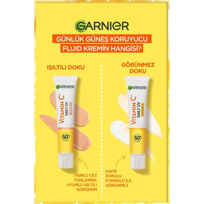 Garnier C Vitamini Günlük Güneş Koruyucu Fluid Yüz Kremi Görünmez Doku Spf50 40 ml