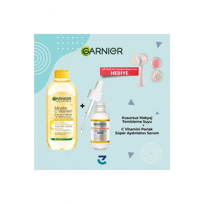 Garnier C Vitamini İkili Bakım Seti - Parlak Süper Aydınlatıcı Serum & Micellar Makyaj Temizleme Suyu 400 ml