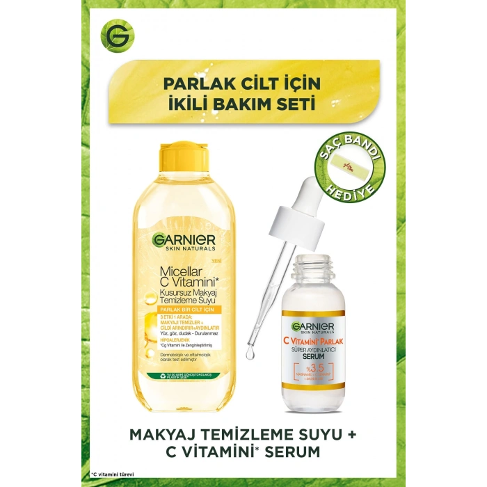 Garnier C Vitamini Ikili Bakım Seti - Parlak Süper Aydınlatıcı Serum & Micellar Makyaj Temizleme Suyu 400 ml
