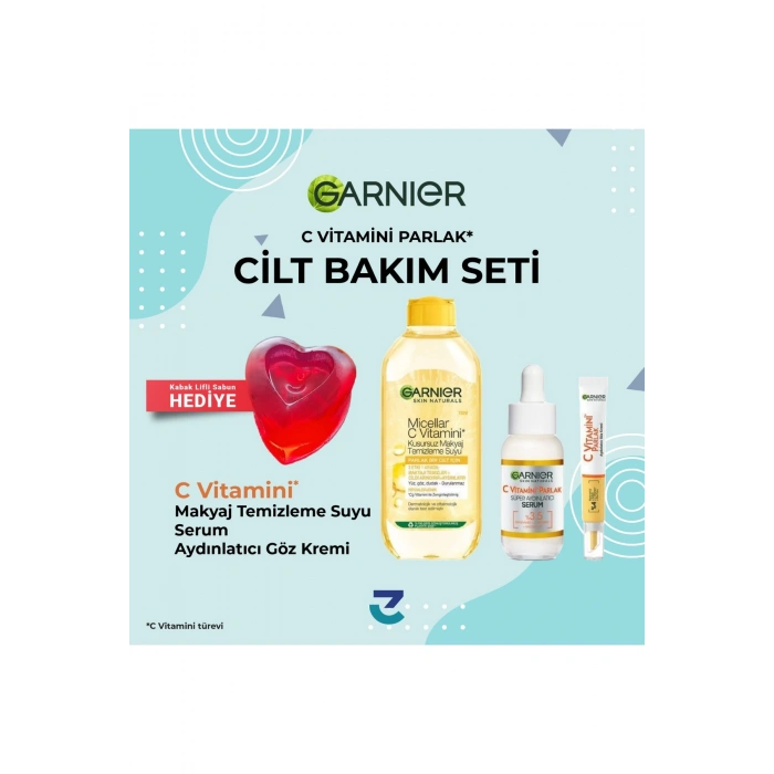 Garnier C Vitamini Parlak Aydınlatıcı Göz Kremi 15ml + Süper Aydınlatıcı Serum 30ml + Makyaj Temizleme Suyu