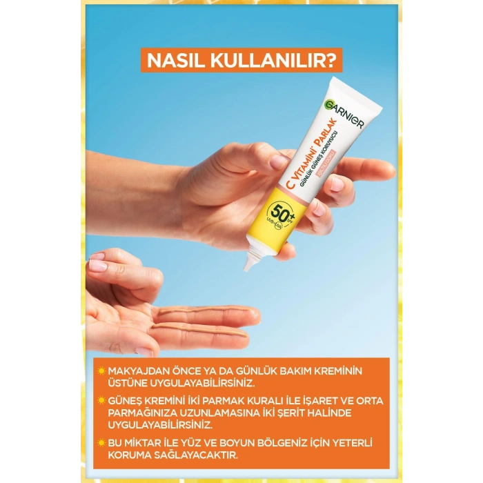 Garnier C Vitamini Parlak Günlük Uv Korumalı Güneş Yüz Kremi Spf50 Işıltılı Doku 40ml