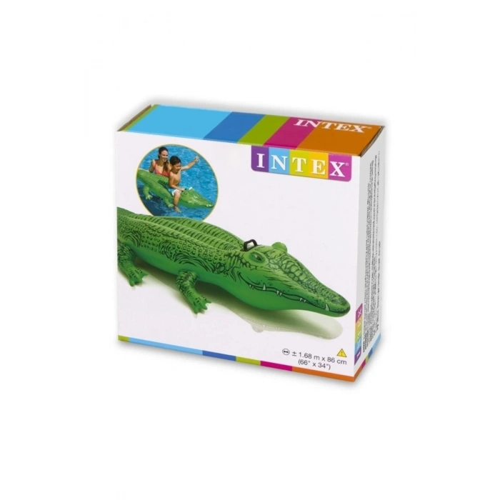 intex Çok Renkli Yüzme Yardımcısı Timsah Binici Deniz Yatağı 168 x 86 cm