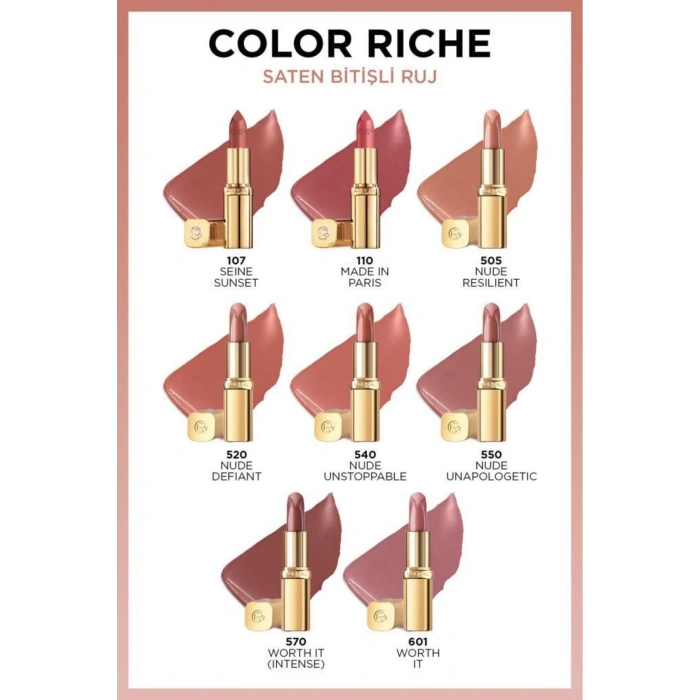 Loreal Paris Color Riche Saten Bitişli Ruj - 550 Nude Unapologetic