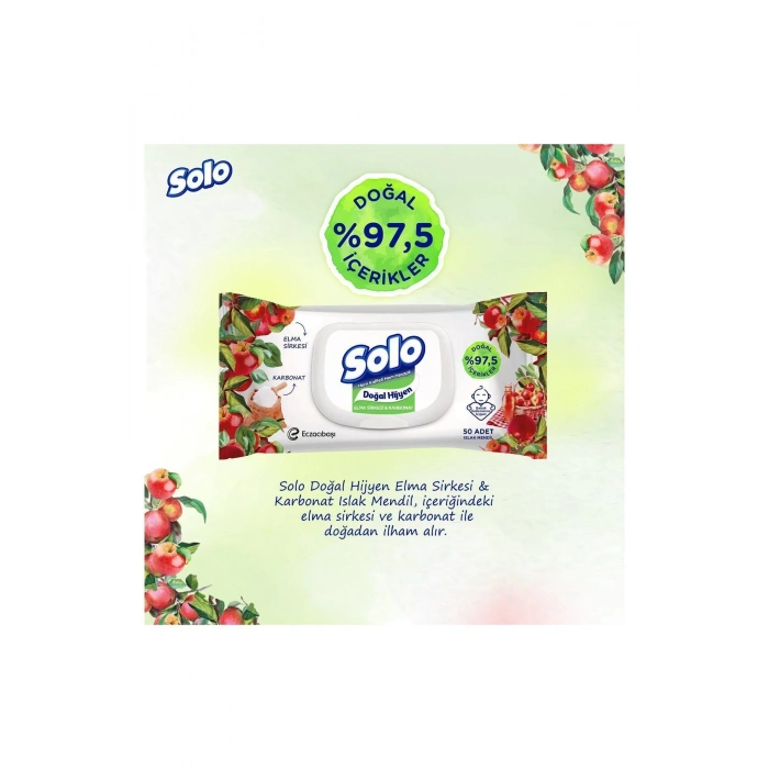Solo Doğal Hijyen Elma Sirkesi & Karbonat Islak Mendil 12li 600 Yaprak