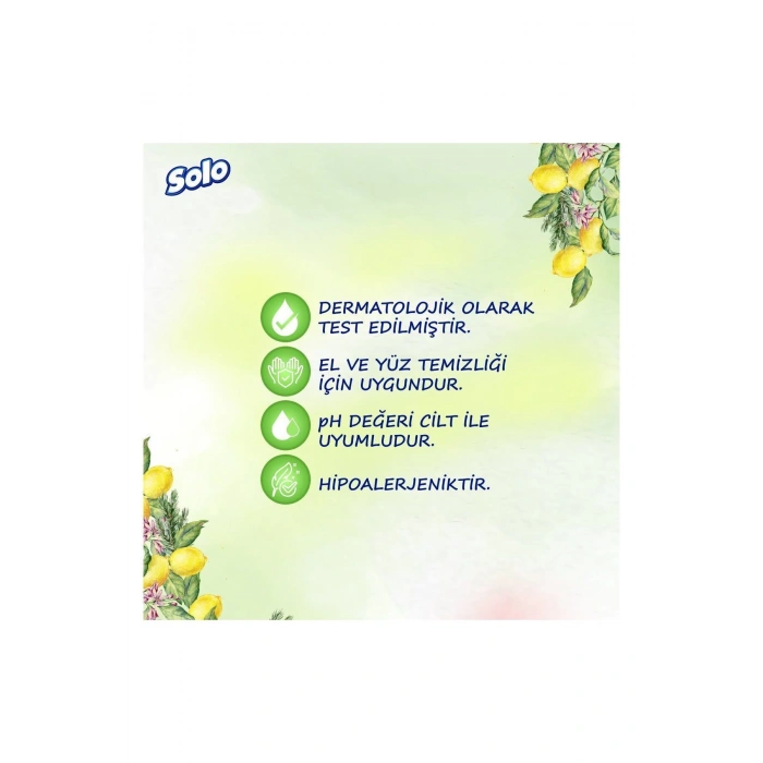 Solo Doğal Hijyen Limon & Biberiye Islak Mendil 12li 600 Yaprak