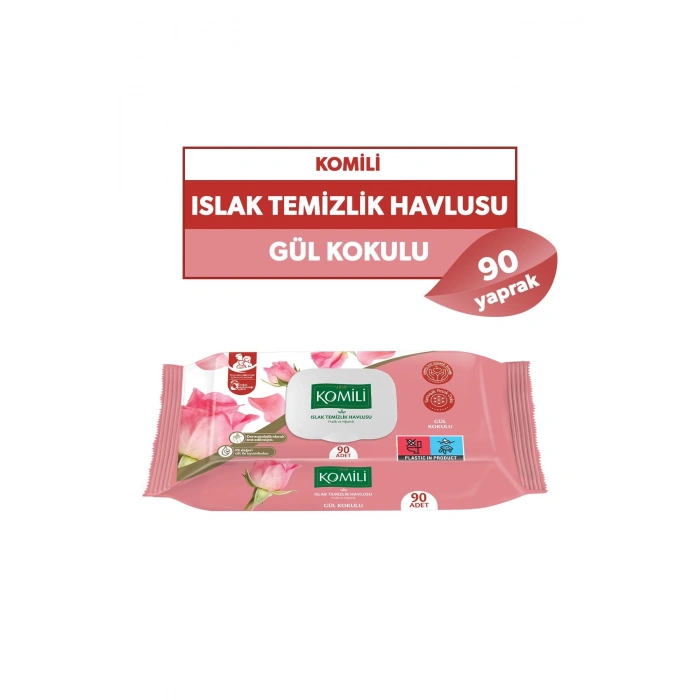 Komili Genel Kullanım Islak Havlu 90lı - Gül Kokulu