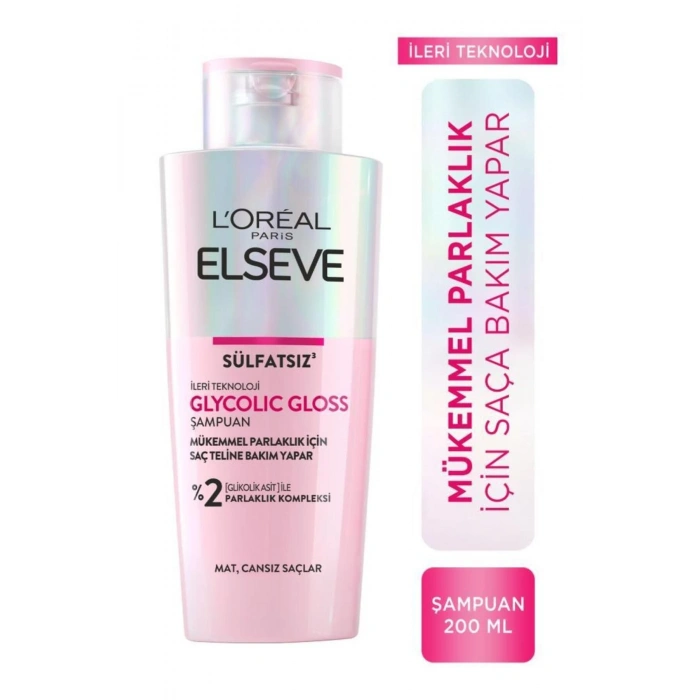 Elseve Glycolic Gloss Mükemmel Parlaklık için Bakım Yapan Şampuan 200 ml