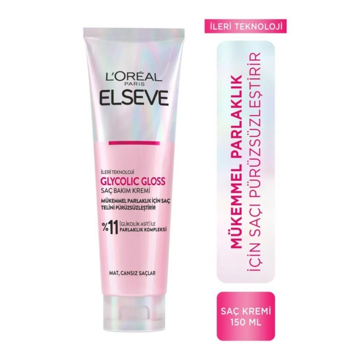 Elseve Glycolic Gloss Mükemmel Parlaklık için Pürüzsüzleştirici Saç Kremi 150 ml