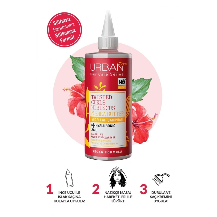 Urban Care Hibiscus & Shea Butter Kıvırcık Ve Dalgalı Saçlara Özel Micellar Şampuan - Sülfatsız - 340 ml