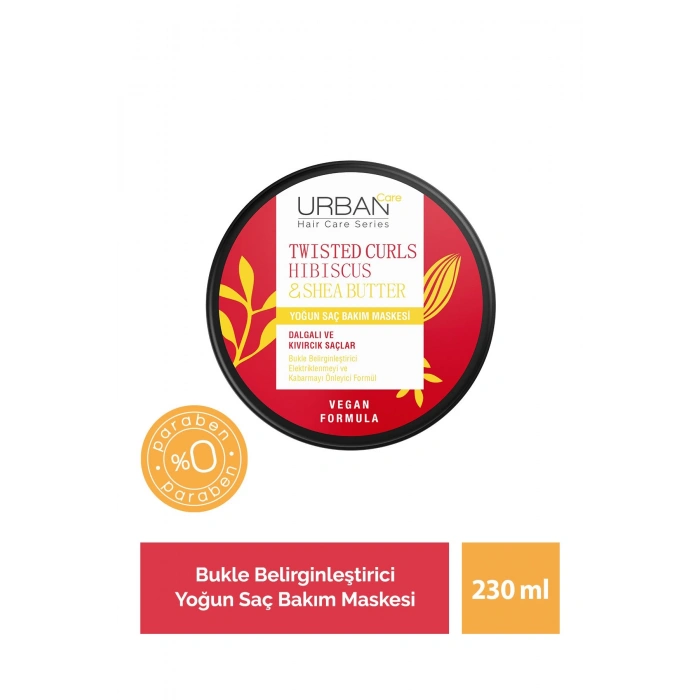Urban Care Hibiscus & Shea Butter Kıvırcık Ve Dalgalı Saçlara Özel Yoğun Saç Bakım Maskesi - Vegan - 230 ml