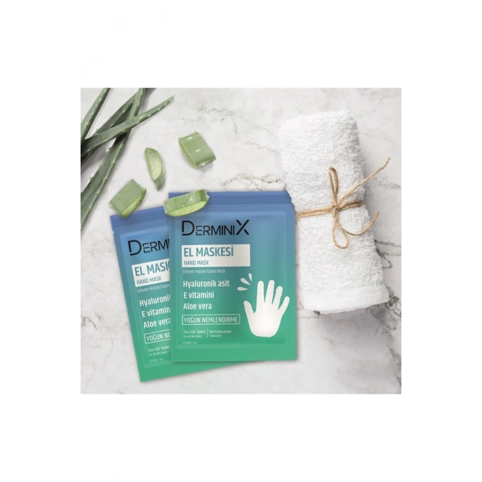 Derminix Hyaluronik Asit & E Vitamini & Aloe Vera Nemlendirici El Maskesi