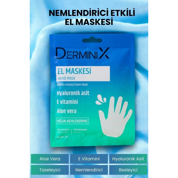 Derminix Hyaluronik Asit & E Vitamini & Aloe Vera Nemlendirici El Maskesi