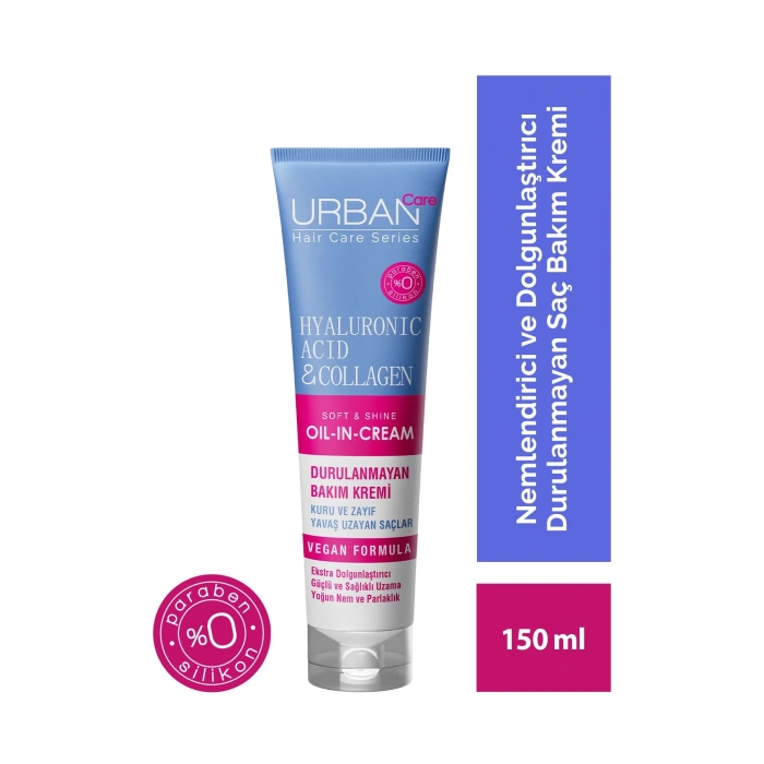 Urban Care Hyaluronik Asit & Kolajen Kuru ve Cansız Saçlara Özel Durulanmayan Bakım Kremi - Vegan - 150 ml