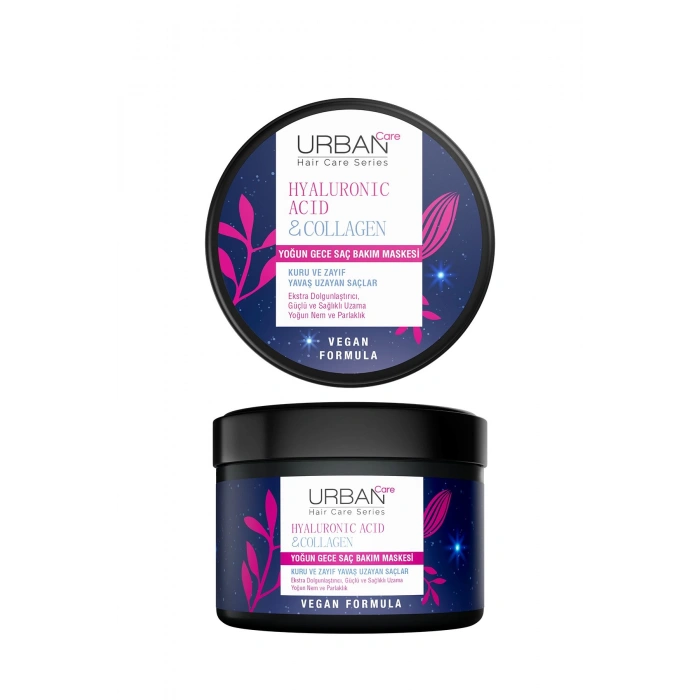 Urban Care Hyaluronik Asit & Kolajen Kuru Ve Cansız Saçlara Özel Yoğun Gece Saç Bakım Maskesi - Vegan - 230 ml