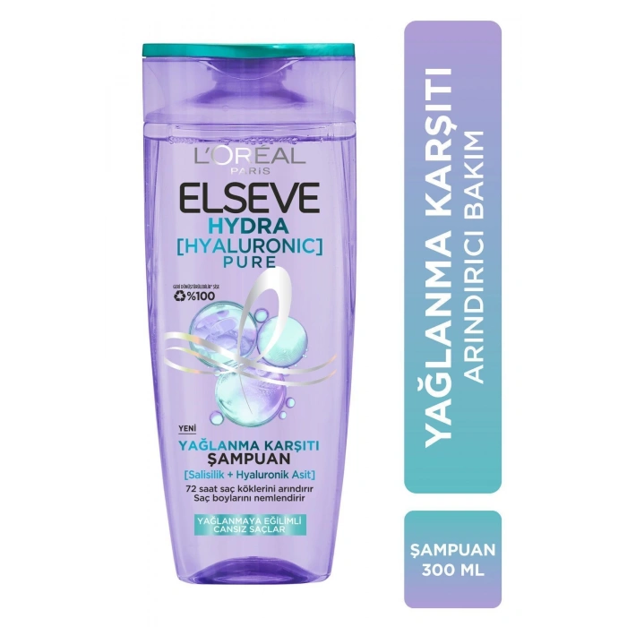 Elseve Hydra [hyaluronic] Pure Salisilik Asit Içeren Yağlanma Karşıtı Arındırıcı Şampuan 300 ml