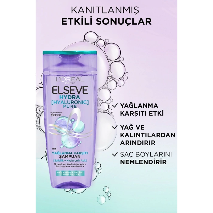Elseve Hydra [hyaluronic] Pure Salisilik Asit Içeren Yağlanma Karşıtı Arındırıcı Şampuan 300 ml