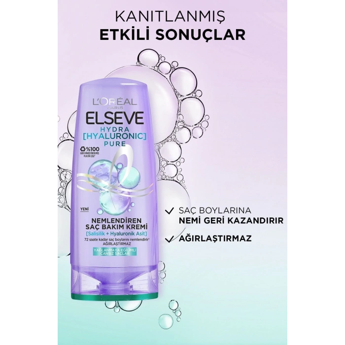 Elseve Hydra [hyaluronic] Pure Salisilik Asit Içeren Yağlanma Karşıtı Nemlendirici Saç Kremi 250 ml