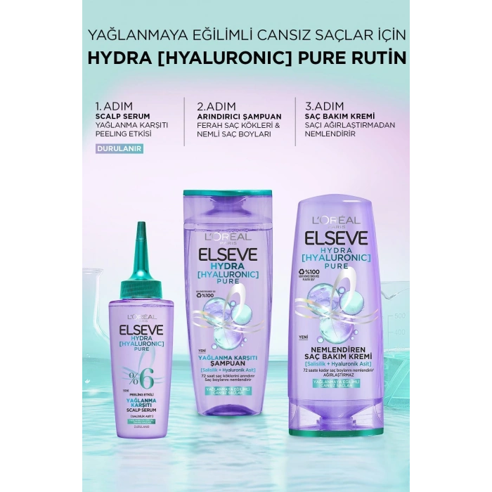 Elseve Hydra [hyaluronic] Pure Salisilik Asit Içeren Yağlanma Karşıtı Nemlendirici Saç Kremi 250 ml