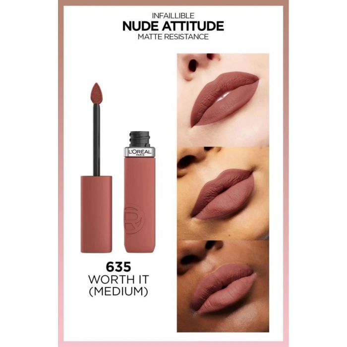 Loreal Paris Infaillible Matte Resistance Likit Mat Ruj - 635 Worth It (Medium)