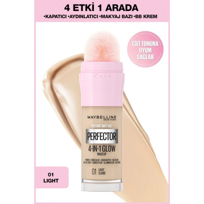 Maybelline New York Instant Perfector Glow 4 Etki 1 Arada Fondöten - 01 Light