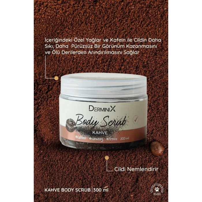 Derminix Kahve Vücut Peeling Body Scrub, Arındırıcı, Nemlendirici