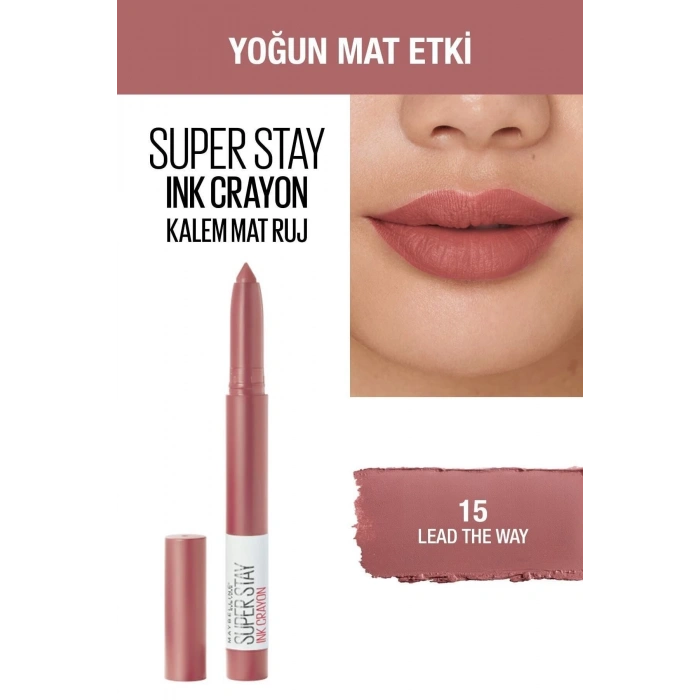 Maybelline New York Kalem Ruj - Superstay Ink Crayon 15 Lead the Way