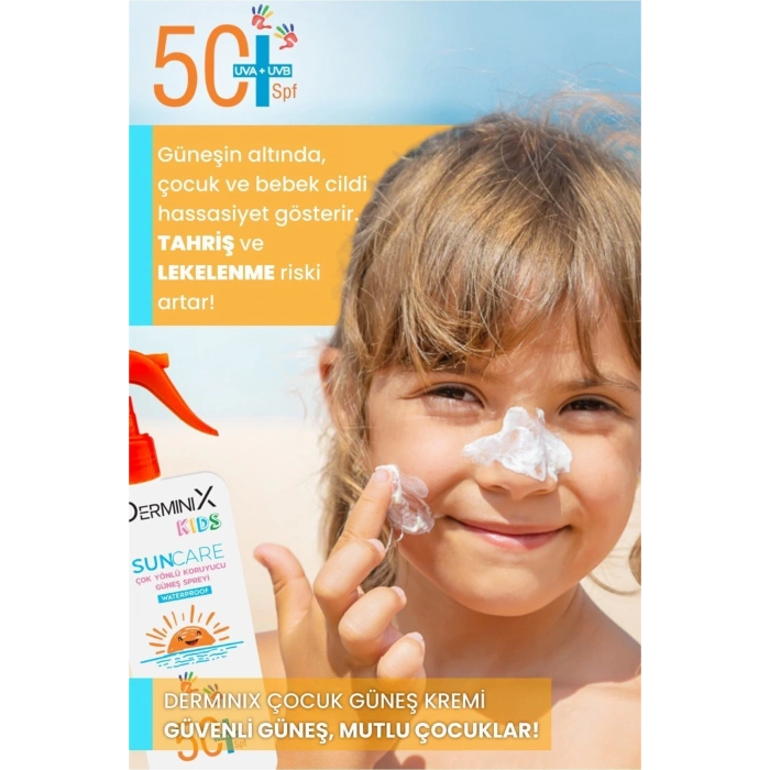 Derminix Kids Suya Dayanıklı Çocuk Güneş Kremi SPF50 UVA+UVB 200 ml