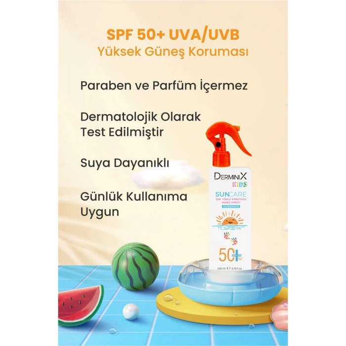 Derminix Kids Suya Dayanıklı Çocuk Güneş Kremi SPF50 UVA+UVB 200 ml