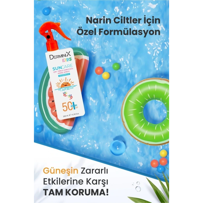 Derminix Kids Suya Dayanıklı Çocuk Güneş Kremi SPF50 UVA+UVB 200 ml