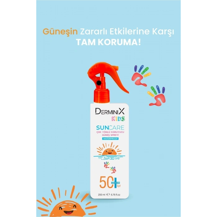 Derminix Kids Suya Dayanıklı Çocuk Güneş Kremi SPF50 UVA+UVB 200 ml